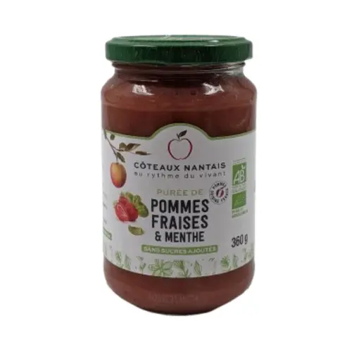 Purée bio de pommes fraises menthe Côteaux Nantais - 360 g
