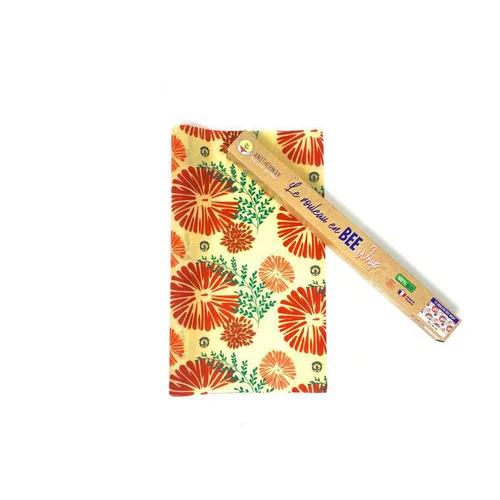Rouleau en bee wrap à découper motifs nymphéa bio Anotherway - 70 x 30 cm