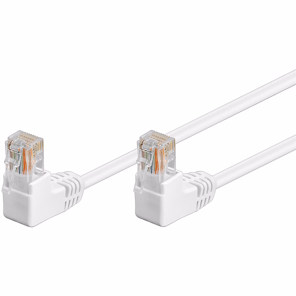 Câble RJ45 Cat5e coudé blanc 10 m GOOBAY – Réf. UUXDZYVOZ5059132843