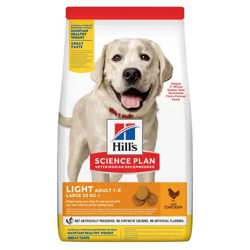 Croquette pour chien adulte de grande race light au poulet Hill's - 12 kg