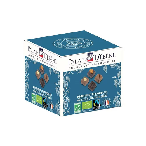 Cube assortiment chocolats noir et lait bio Palais d'Ebène - 60 g