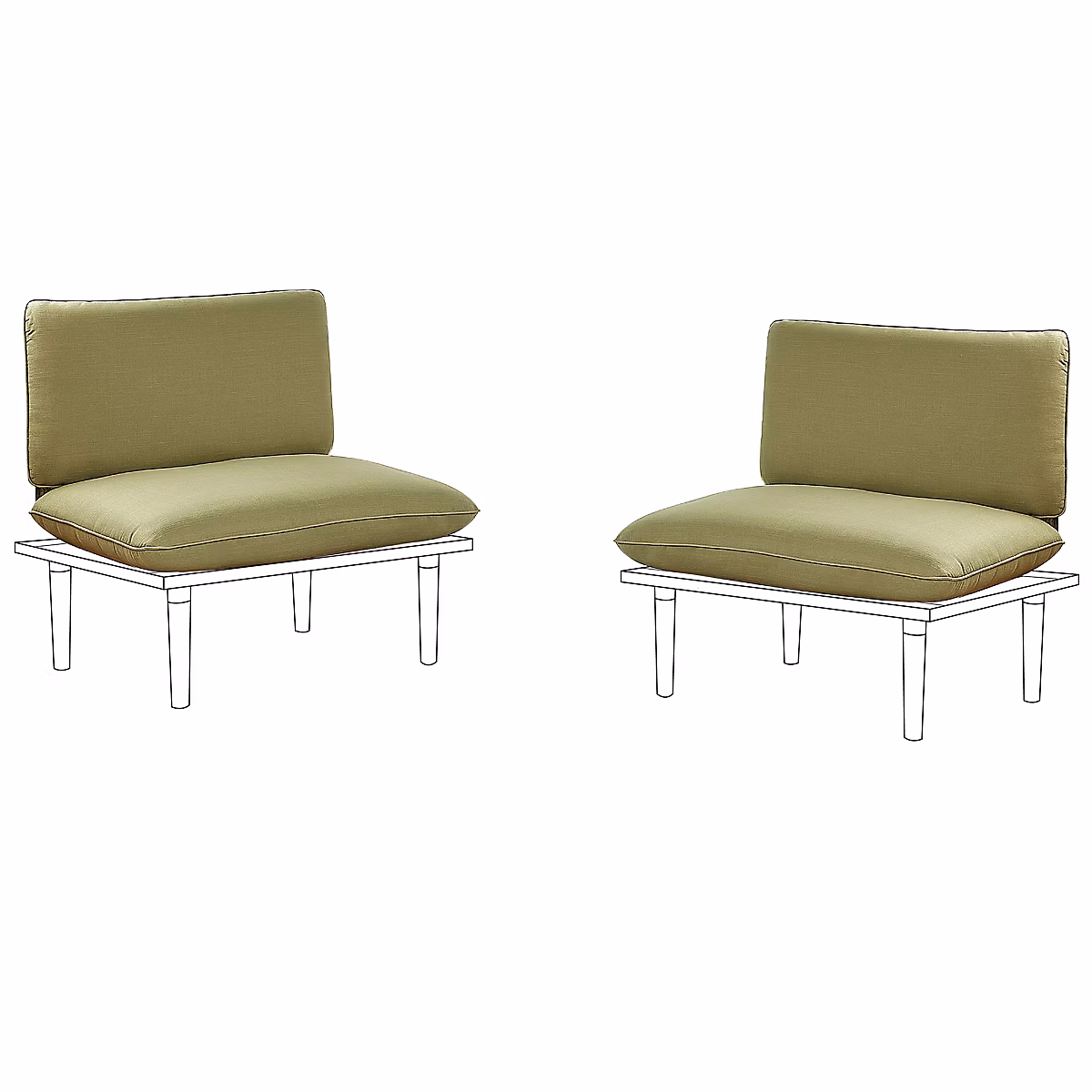 Ensemble de housses de coussins d'extérieur FRASCATI Vert olive – Réf. BJLCZGWPD4232599284