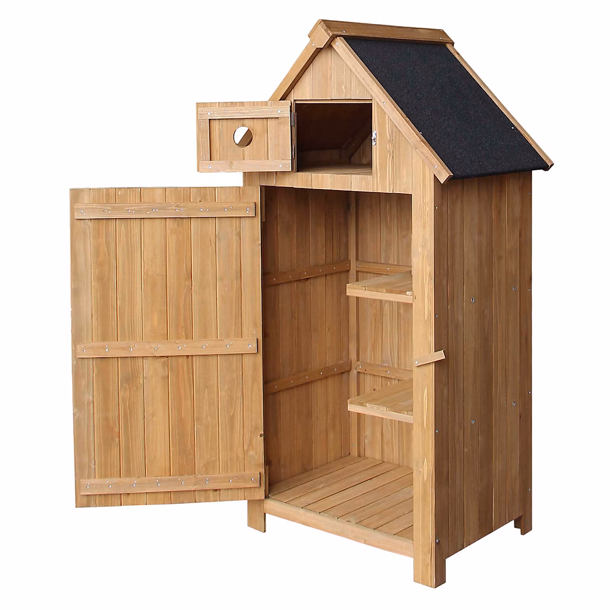 Abri de Jardin en Bois Rangement – Toit en Bitume, 770 × 540 × 1370mm Jardin Terrasse & Balcon