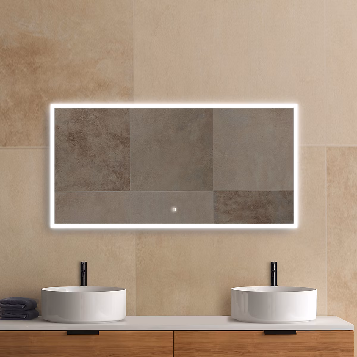 Miroir de salle de bains lumineux LED rectangulaire l. 140 x H. 70 cm MPGlass Bishop 2 – Réf. FGSKDCBVA4245440234