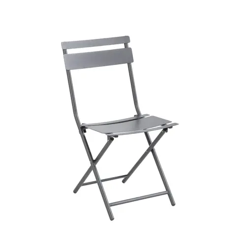 Chaise de jardin pliante Clivia coloris gris anthracite en acier - 50,5 x 42 x 84 cm