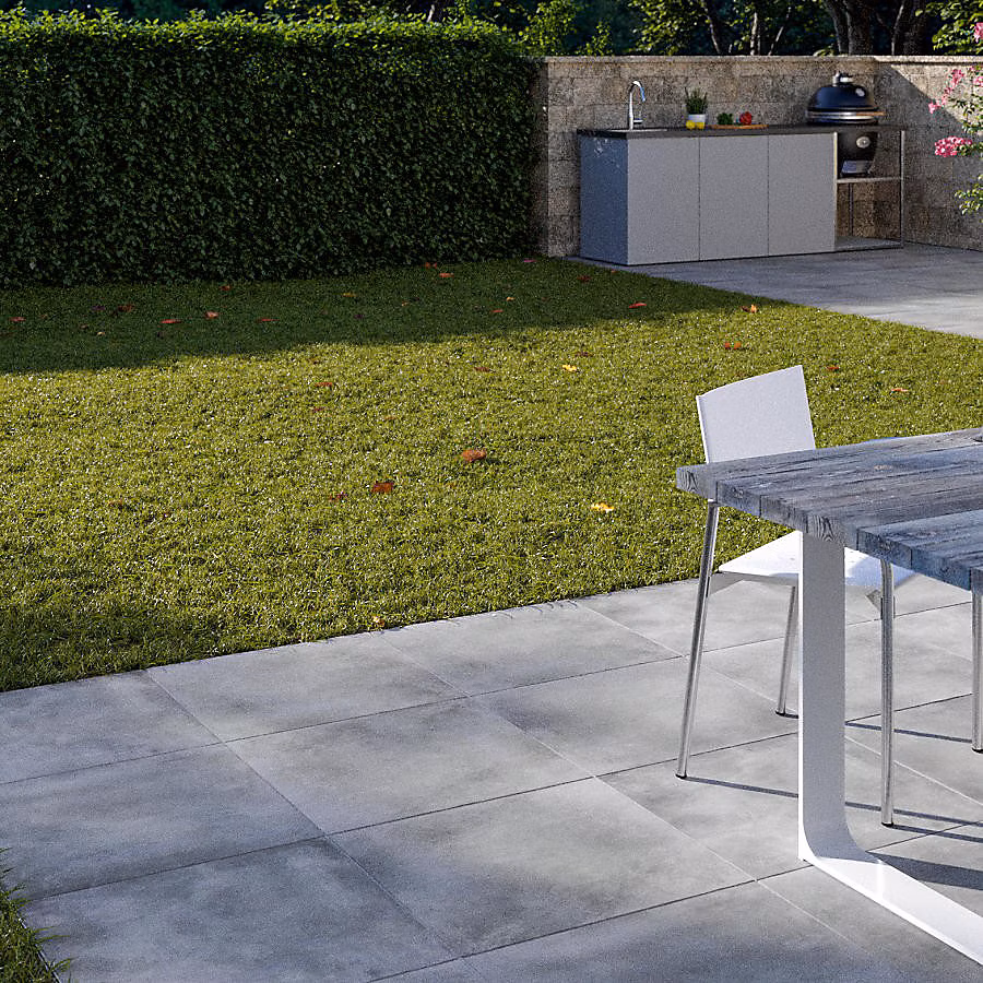 Dalle sur plots ASSEN GREY 60 × 60 × 2 cm effet béton antidérapant R11