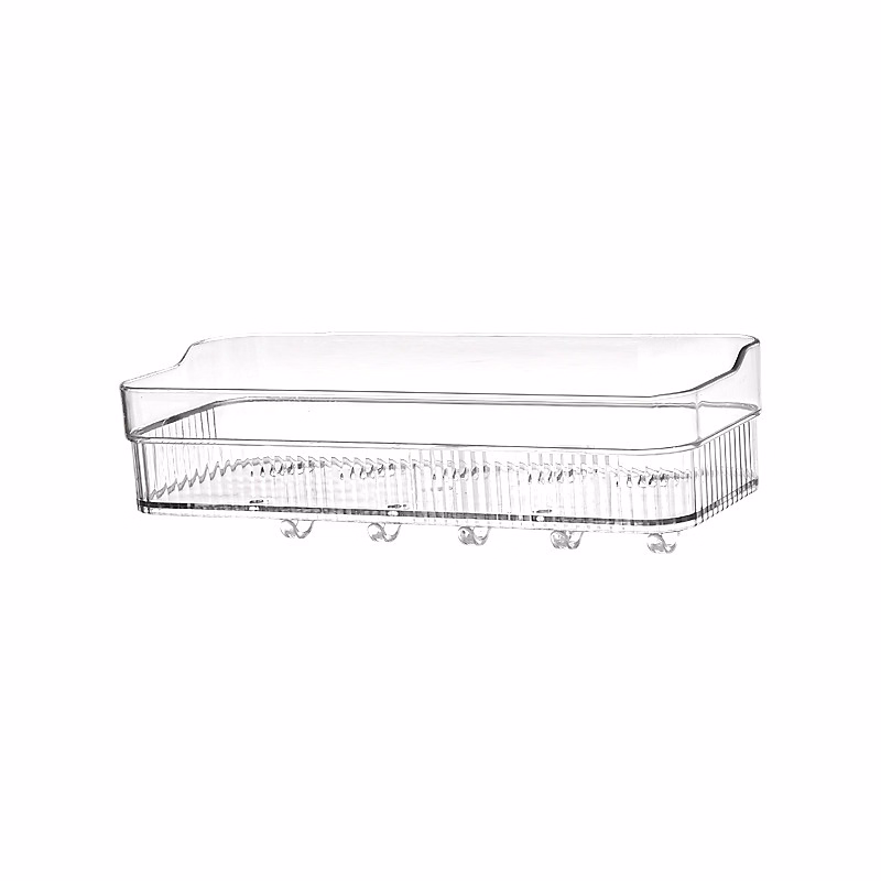 Étagère de douche murale en Plastique | étagères de salle de bain transparentes avec 5 crochets – pour salle de bain