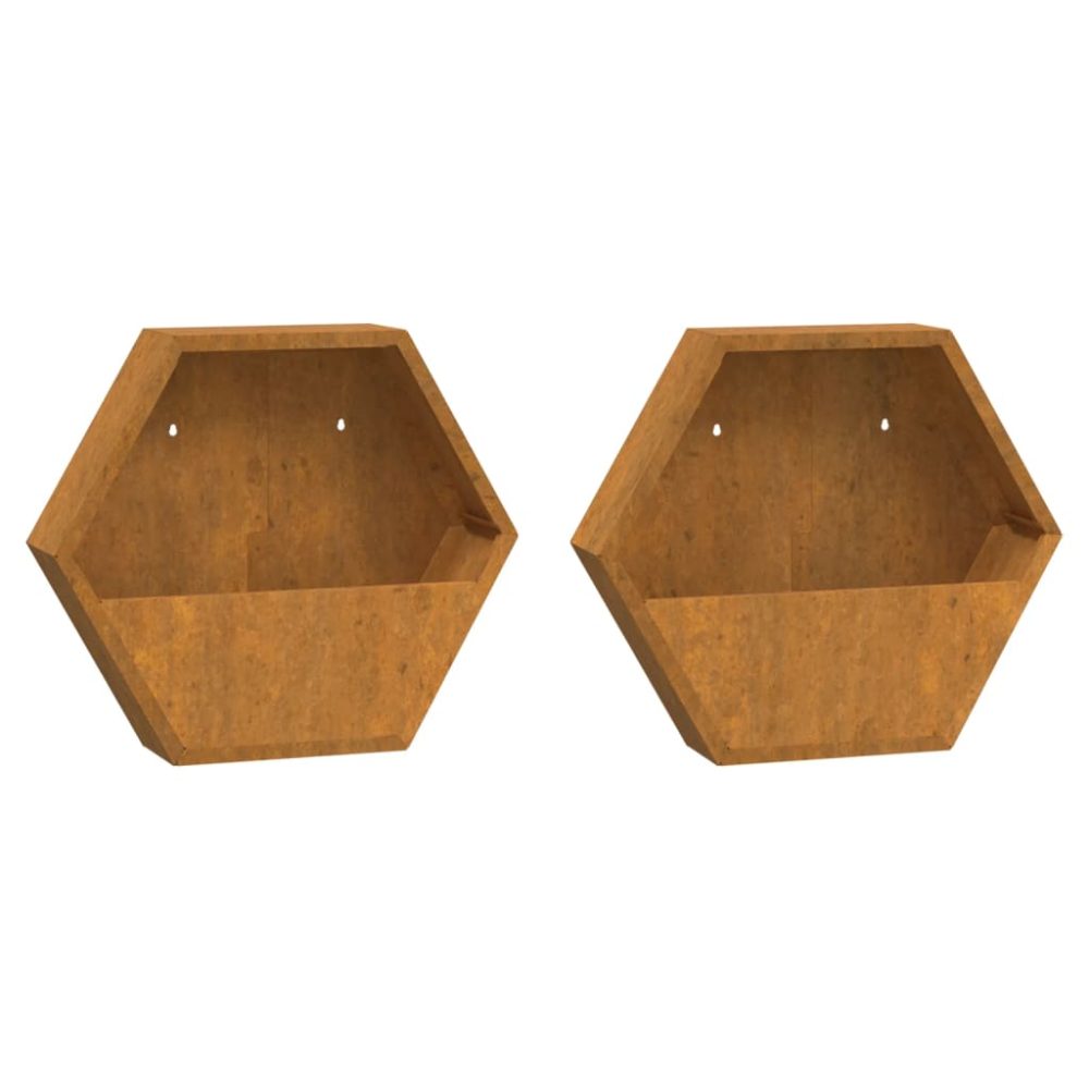 vidaXL Jardinières murales 2 pcs Rouillé Acier corten 46x10x40 cm – Décoration de jardin