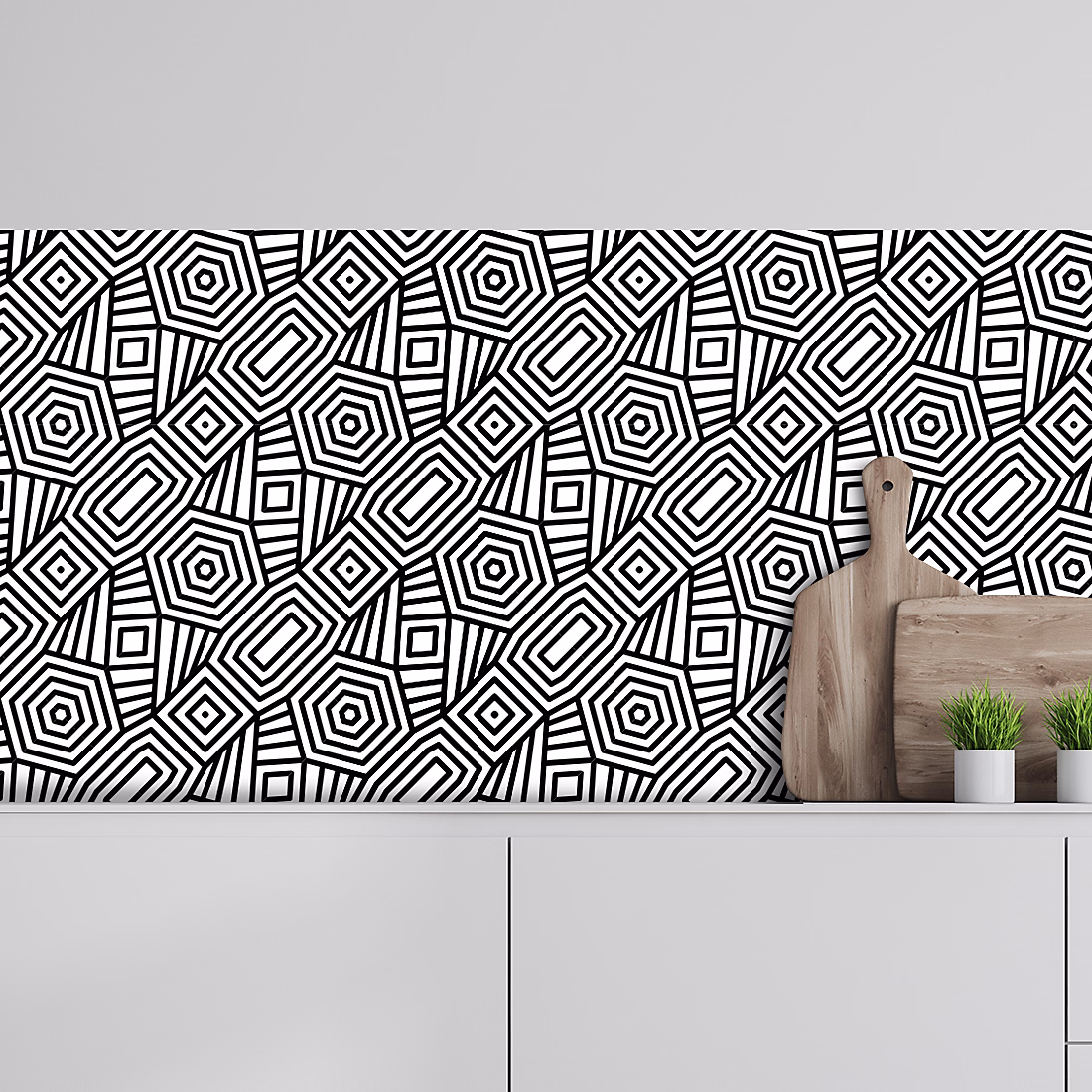 Crédence adhésive motifs géométriques 50 × 100 cm