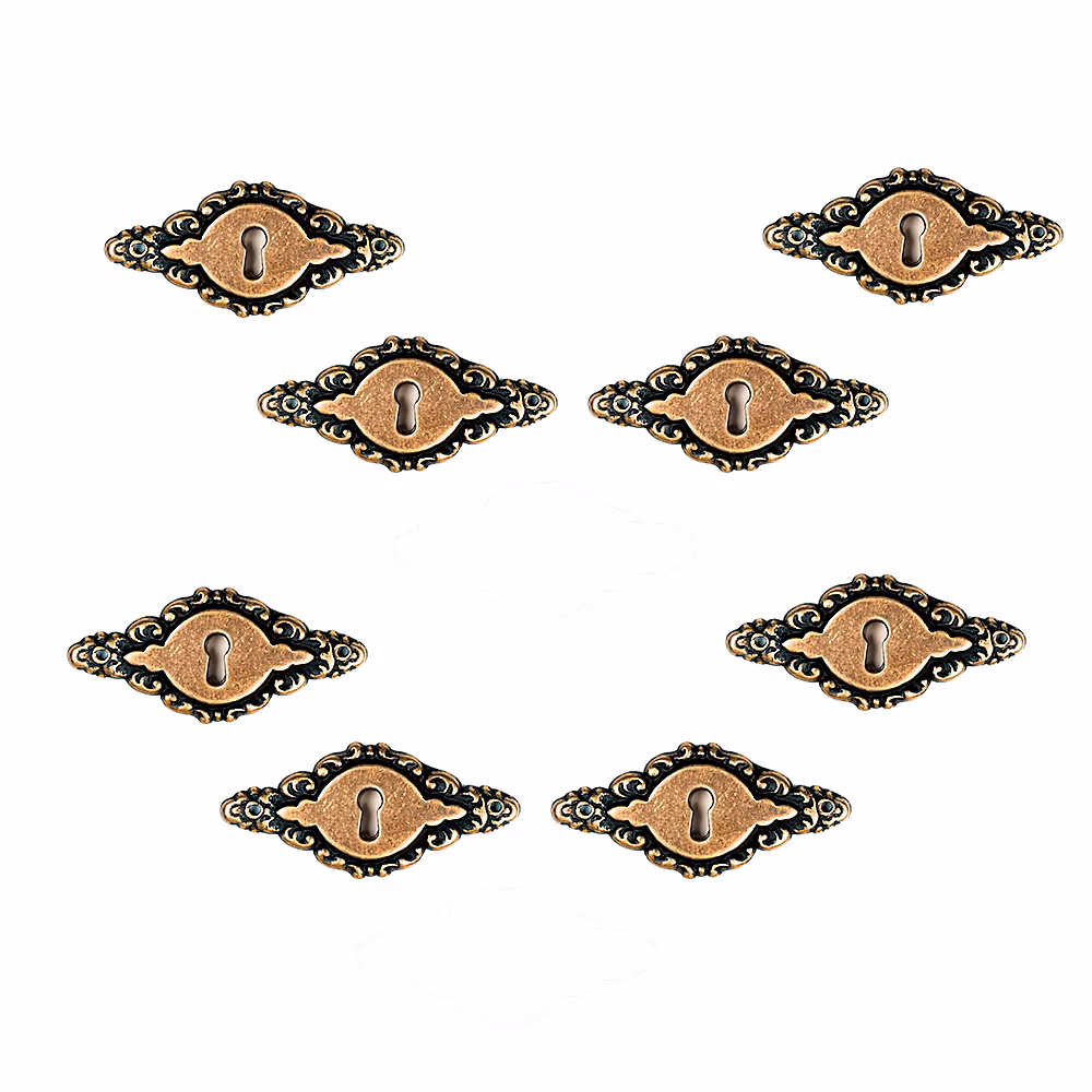 8 Un. trou de clé bronze vieilli rustique classique 60 × 28 × 3mm