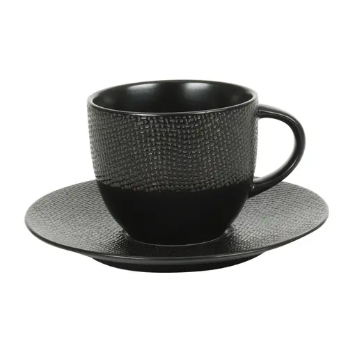 Tasse thé en grès coloris noir Vesuvio - Ø 9 x H 6 cm