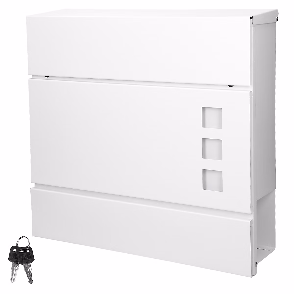 Boîte aux lettres moderne blanc avec compartiment à journaux en acier 2 clés – Réf. GAPMTSHPE8716450700