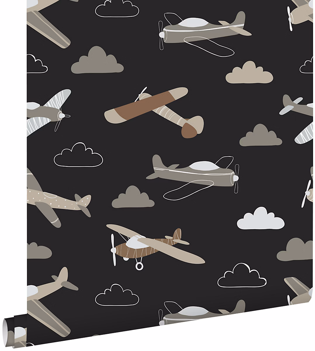 ESTAhome papier peint avions noir et marron 50 × 900 cm