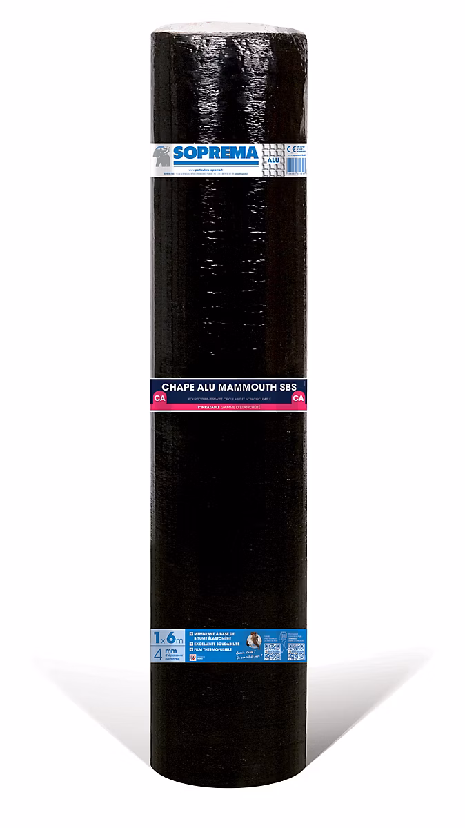 Couche de finition d'étanchiété alu. 6 × 1m CHAPE ALU MAMMOUTH SBS Soprema