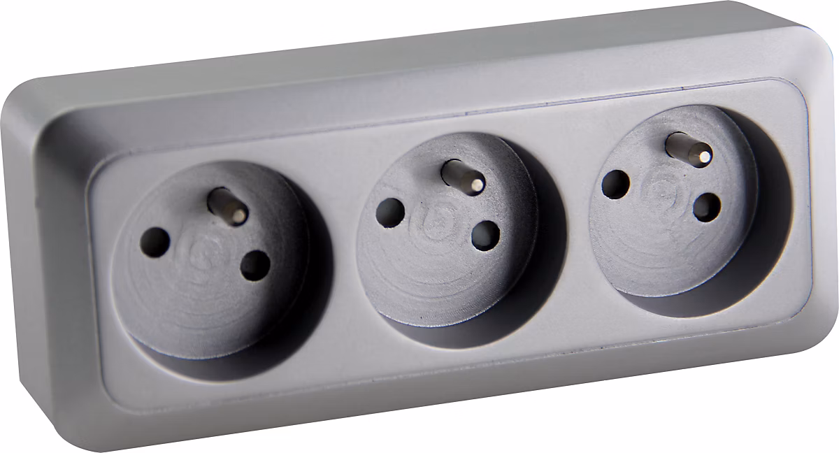 Bloc multiprise à câbler 3 prises 2P+T 16A – Argent, Dio