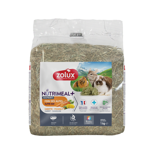 FOIN D'ALPAGE 'NUTRIMEAL+ EXPERT' ZOLUX® - CAROTTE/PISSENLIT - 1KG