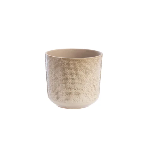 Cache-pot en céramique coloris jute crème Sandstone – 13,5 x 13 cm
