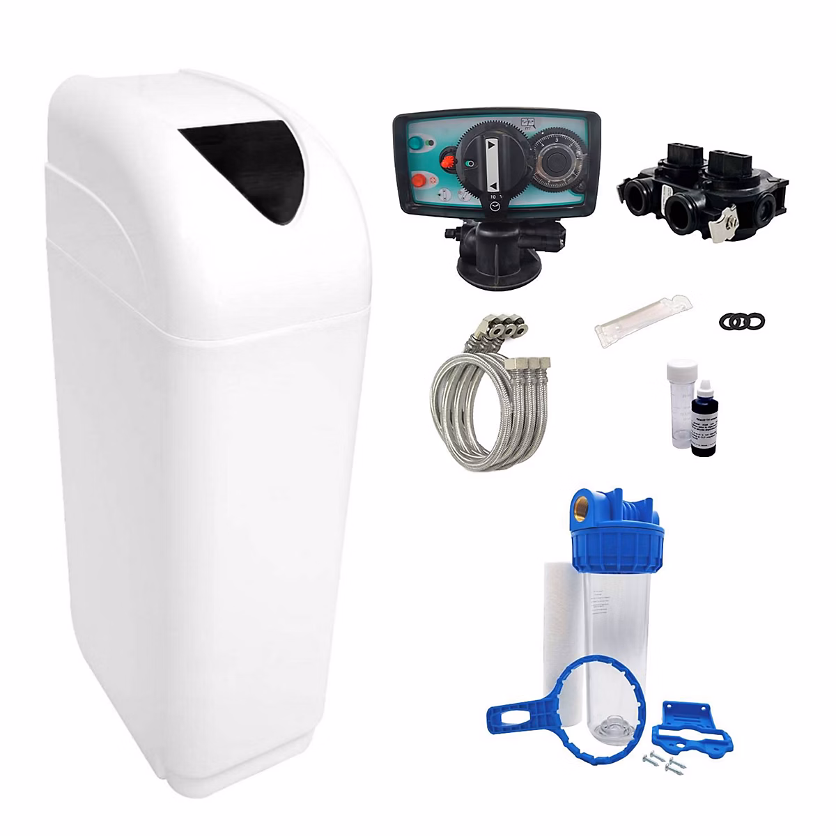 Adoucisseur D'eau 20l Vanne Fleck 5600 Mv Complet Bac Blanc – Kit Essentiel