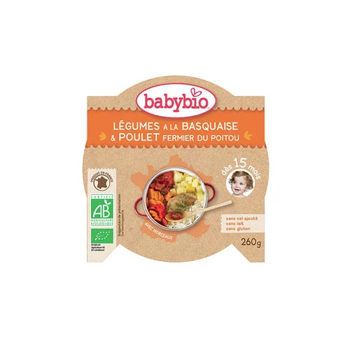 Menu du jour poulet Basquaise et riz Babybio 260 g