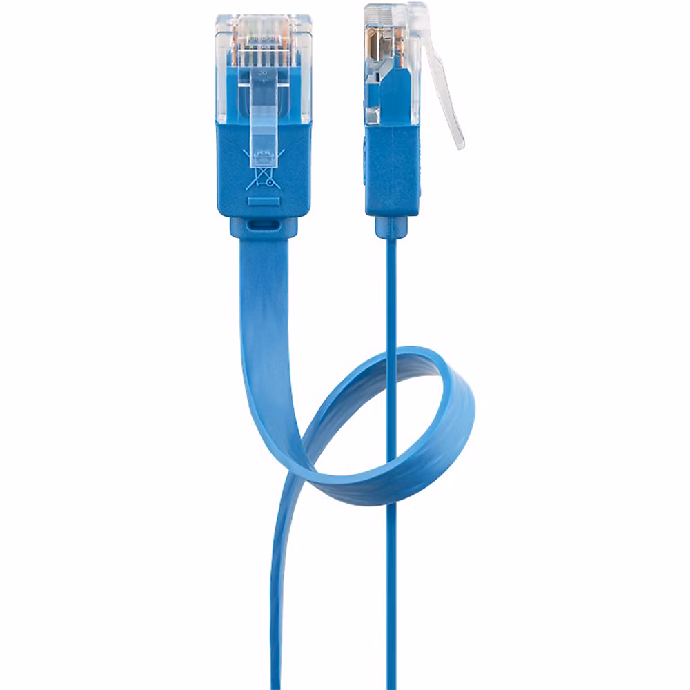 Réseau et téléphonie – Câble RJ45 Cat6 5m non Blindé plat Bleu GOOBAY