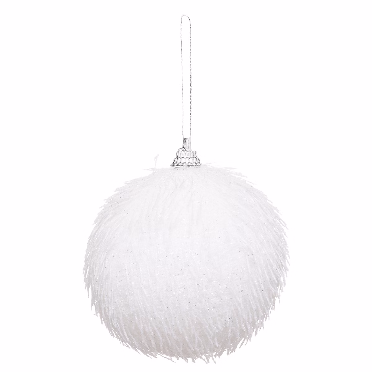 Décoration sapin de Noël – Boule de noël fibre paillettes blanc ∅80mm Feeric Light & Christmas