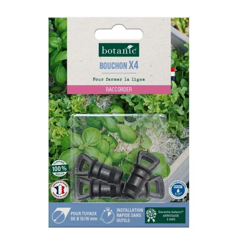 4 bouchons cannelés pour tuyau Ø 13/16 mm botanic® - Arrosage goutte à goutte