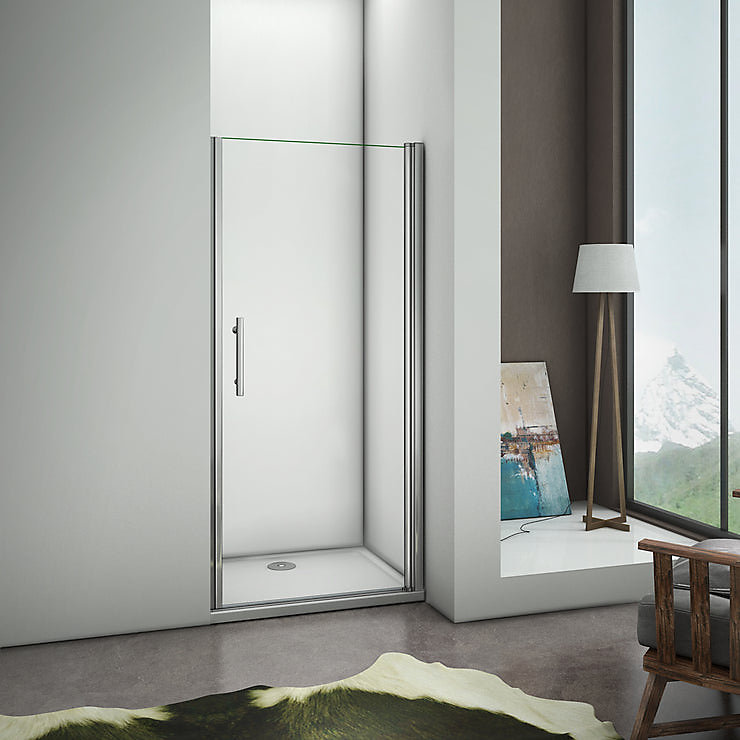 90 × 197cm Porte Pivotante Porte De Douche Paroi De Douche En Niche Verre Anticalcaire
