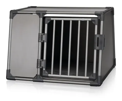 Box de transport pour chien en aluminium coloris gris graphite Trixie - 92 x 64 x 78 cm
