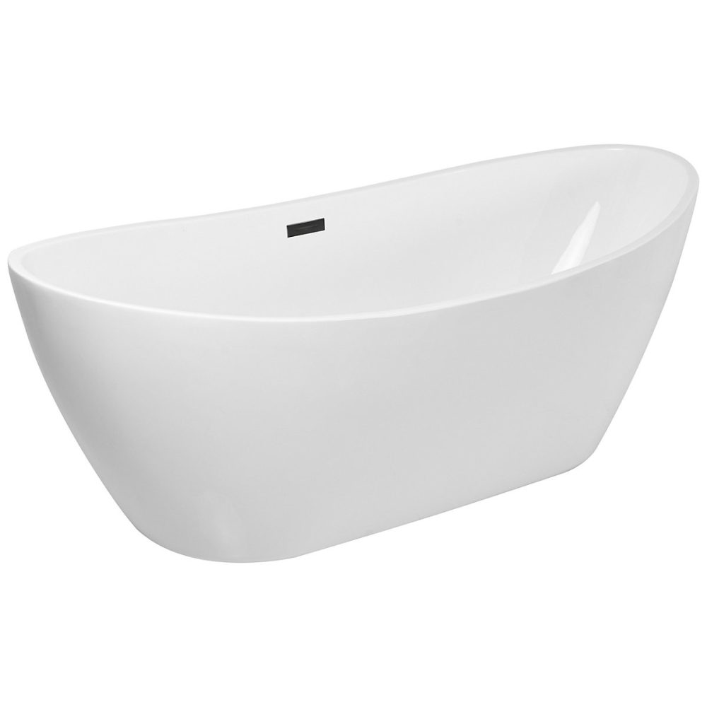 Balneo Baignoire autoportante 170 × 72cm – accessoires noir, Acrylique thermoformé 3.5mm, avec pieds réglables, PARMA