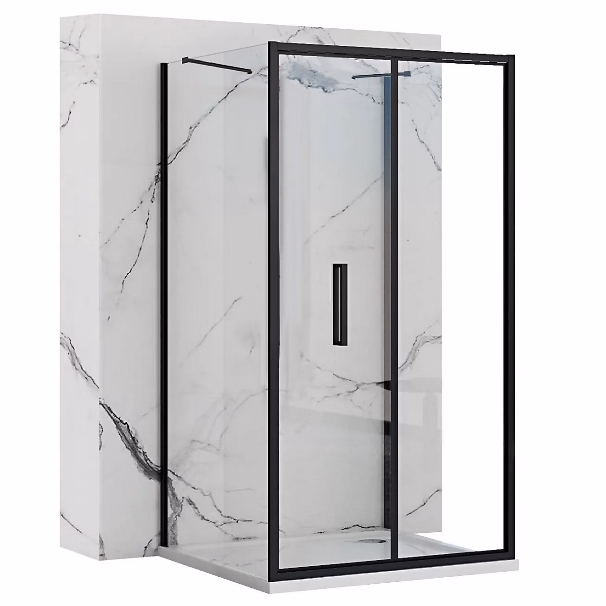 Paroi de douche – Cabine De Douche Adossée Au Mur Rea Rapid Fold 90X100 Black