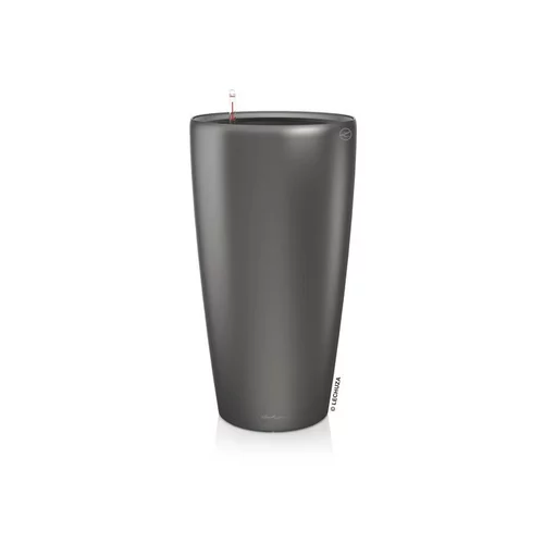 Pot à réserve d'eau anthracite métallis Lechuza Rondo kit complet premium - Ø 40 x H 75 cm