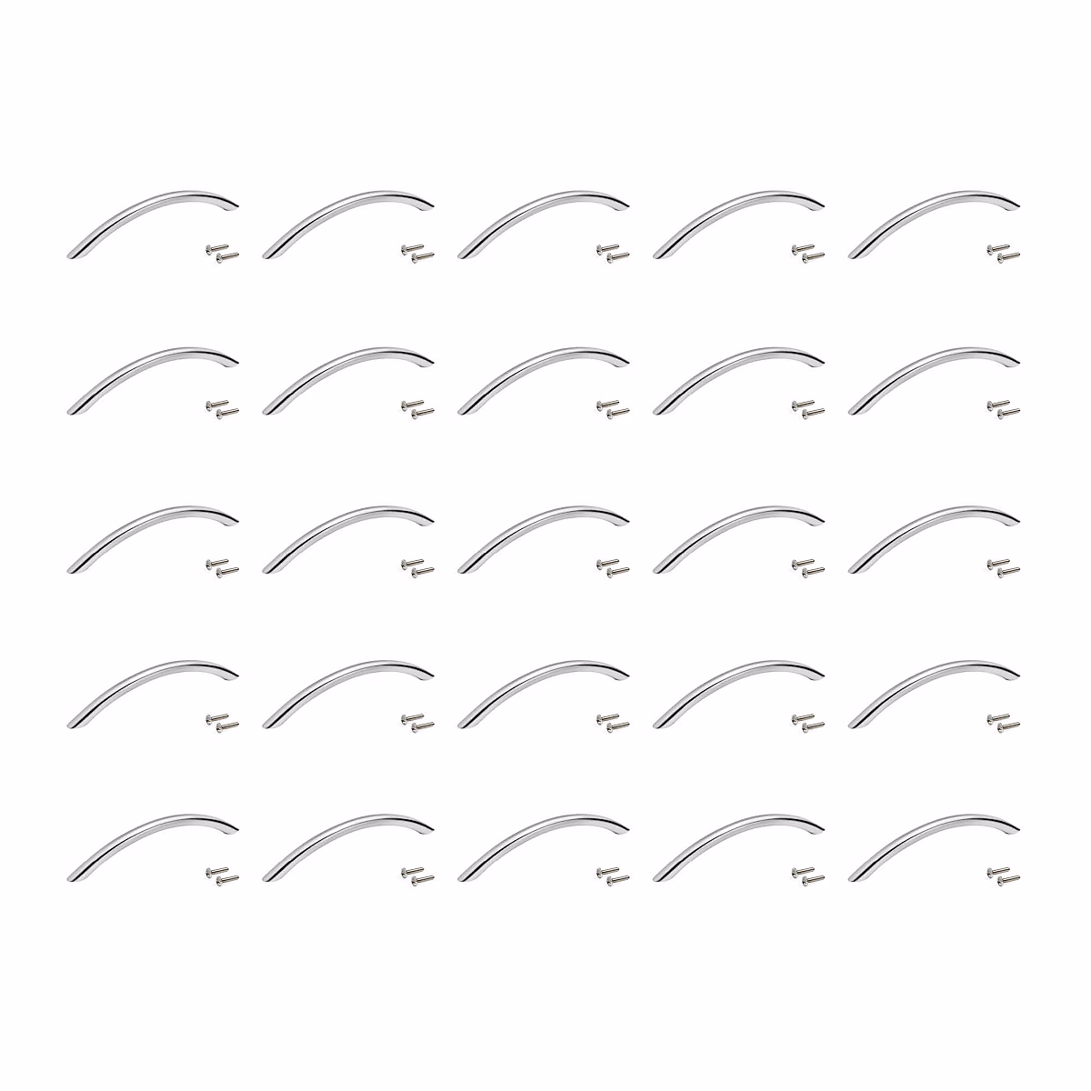 Emuca Lot de 25 poignées pour meubles Utiel – L152mm, entraxe 128mm, Acier, Nickel satiné