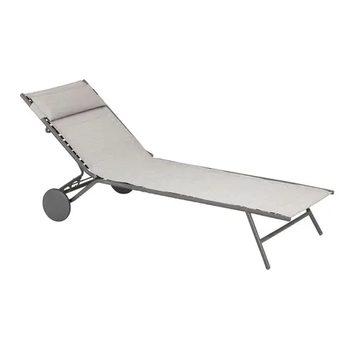 Bain de soleil Miami II Lafuma coloris gris structure en acier et toile en Batyline® - 77 x 184 x 76 cm