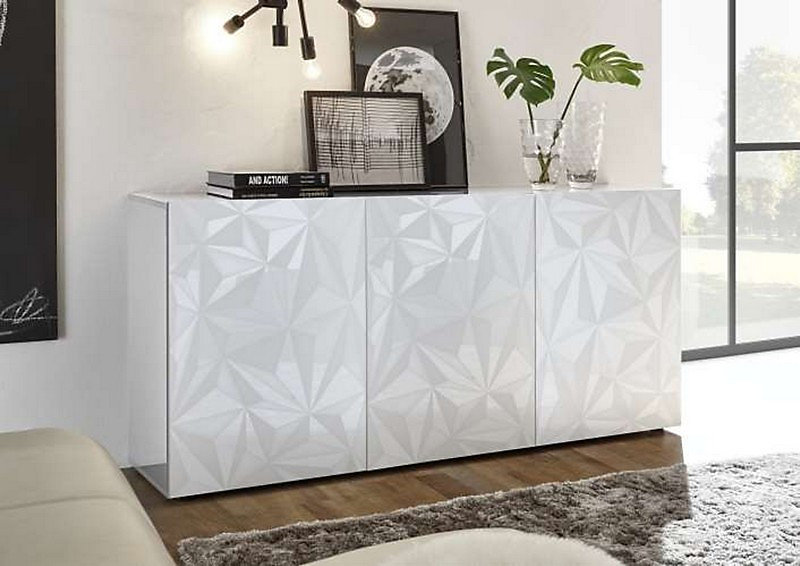 Buffet LUTHER en blanc 3 portes 181 × 84 × 42 cm