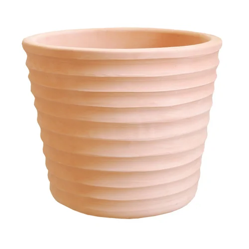 Pot conique en terre cuite coloris beige Poterie du Bousquet Strié - Ø 55 x H 46 cm