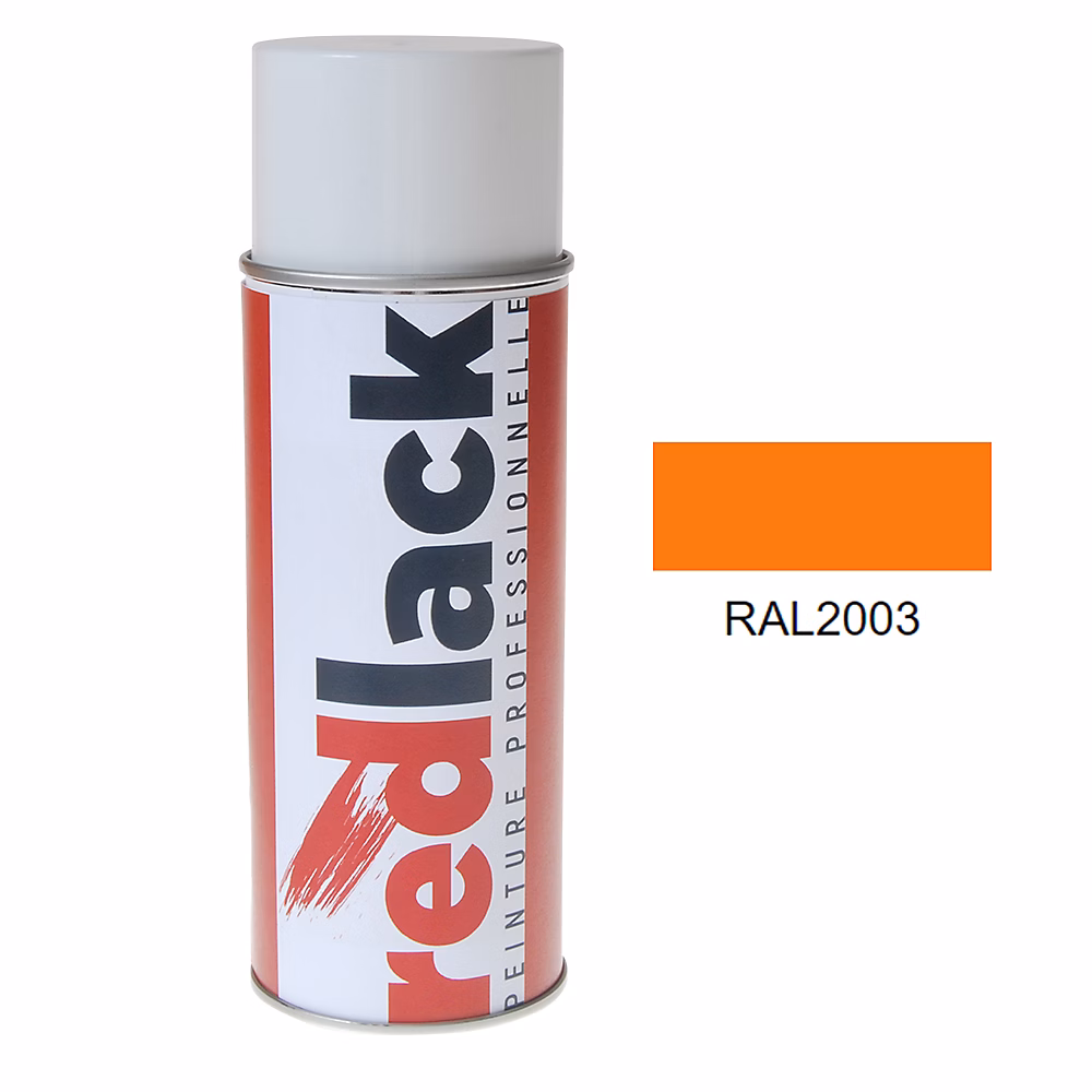 Bombe de peinture Aérosol – spray, 400ml, RAL 2003 Orangé pastel, Brillant, multisupport, Redlack, RAL2003