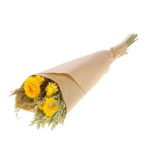 Bouquet de fleurs séchées coloris jaune - Ø 13 cm