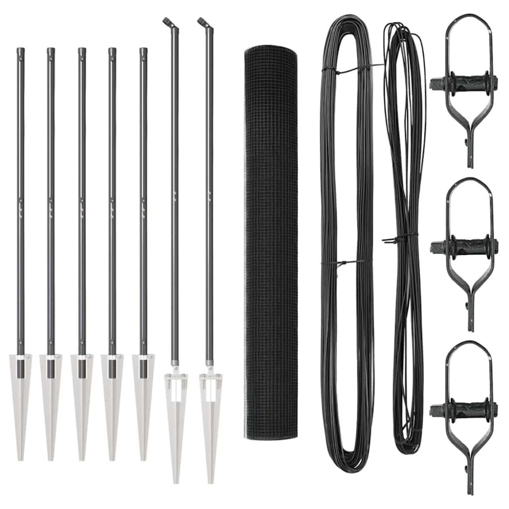 vidaXL Clôture en fil soudé avec pointes 10 x 1,2 m Gris Maille – 1,2 m 1,6 cm