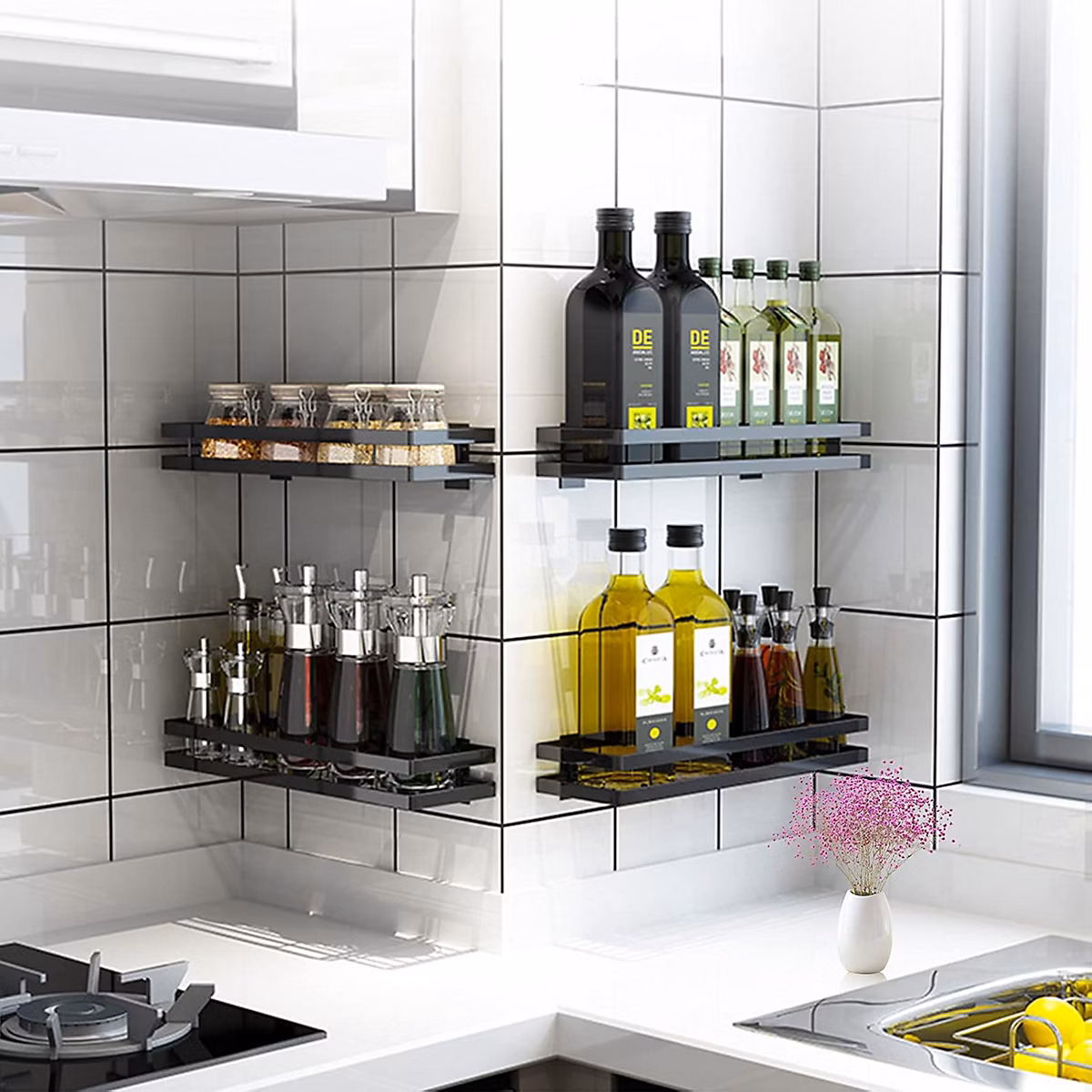 Étagère Murale de Cuisine sans perçage de 20 cm noir – Réf. CPRYHWNTB2233220844