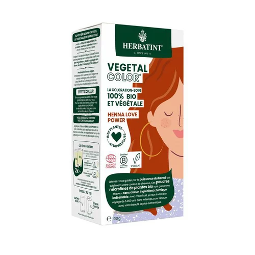 Coloration capillaire bio Vegetal Color henna love power 100 g