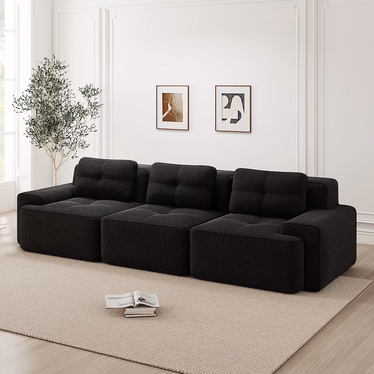 Canapé modulaire Cloud – 3 places,noir,confortable