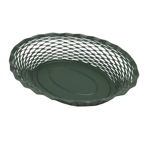 Corbeille à pain en inox coloris vert sapin - 30 x 24 x 5 cm