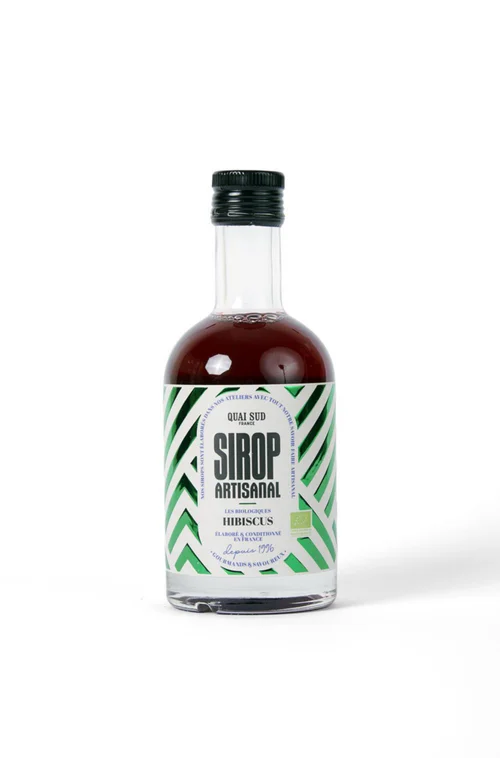 Sirop artisanal Bio à l'hibiscus Quai Sud - Bouteille de 35 cl