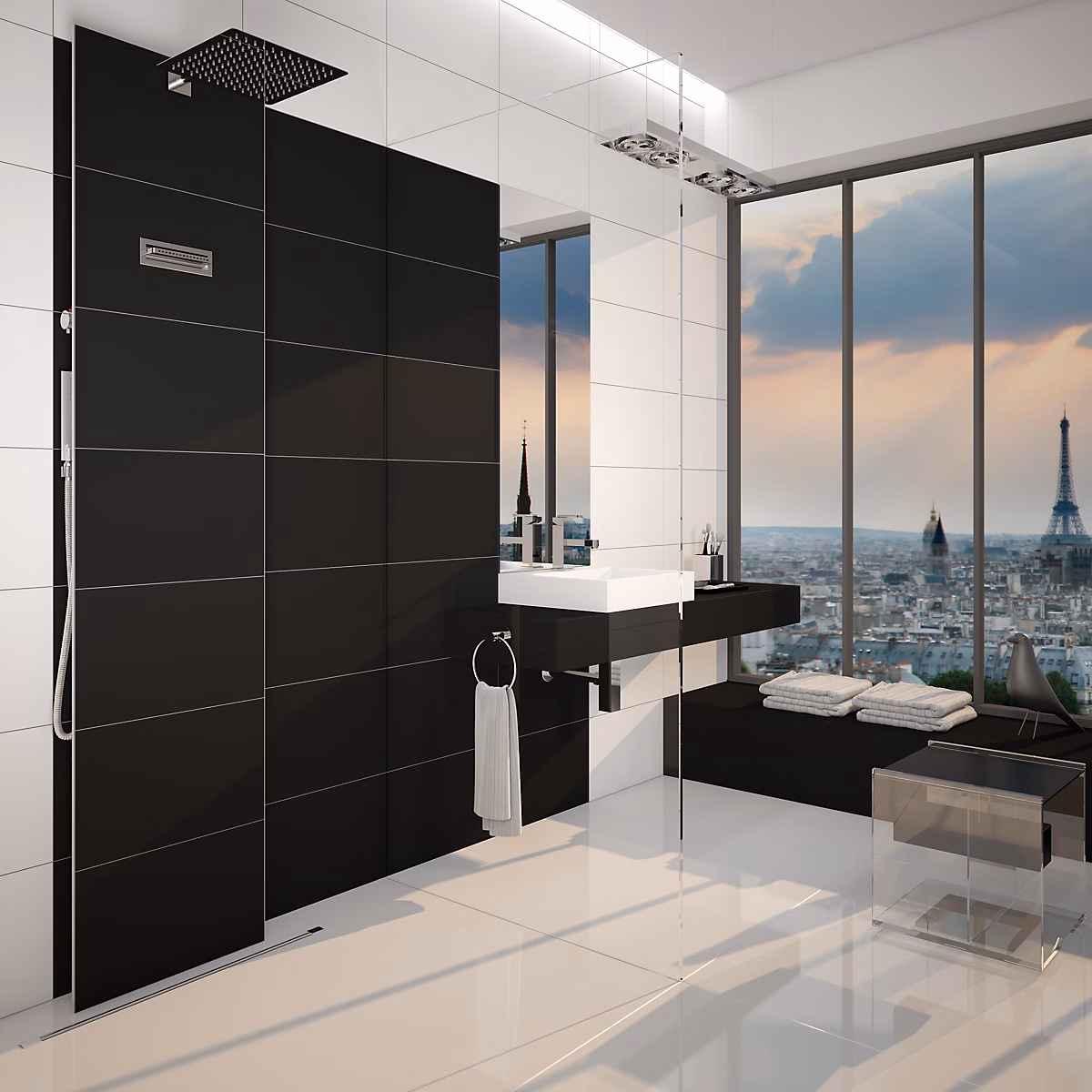Colonne de douche thermostatique hydromassante prête à carreler – en aluminium anodisé, Valentin Batidouche