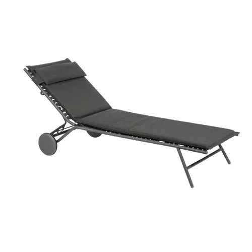 Bain de soleil Bayanne II Hedona Onyx Lafuma coloris gris en acier - 77 x 186 x 77 cm