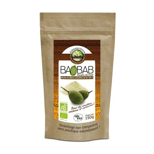 Poudre de fruit de baobab bio en sachet de 150 g