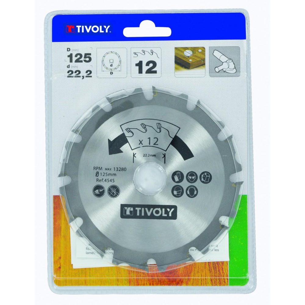 TIVOLY Disque à tronçonner pour meuleuse pour bois, Diam.125 mm – Matériel de jardin