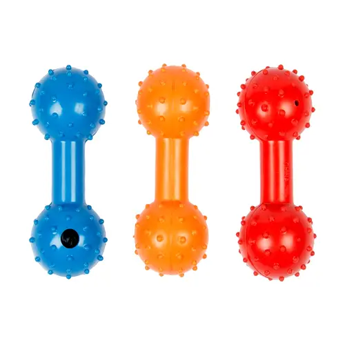 Jouet pour chien en caoutchouc coloris multicolore haltère à mâcher Duvoplus Rubber Dumbell - 11 cm