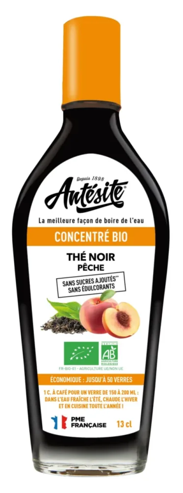 Concentré bio de thé noir pêche en bouteille - 13 cl