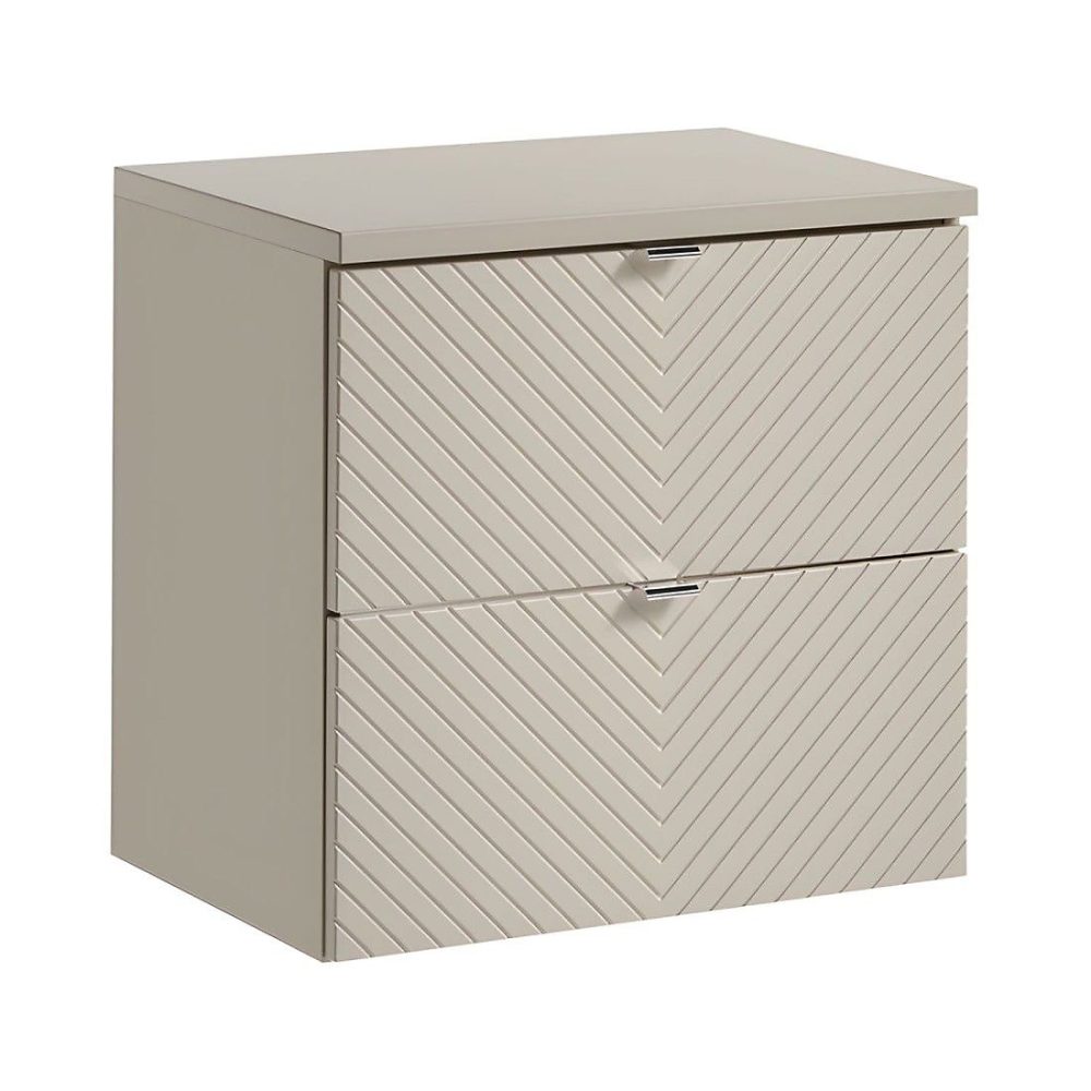 Ensemble de salle de bain AOKI : meuble sous vasque à tiroirs 60cm et plan vasque beige – Réf. TJWHWAIBM9609993491